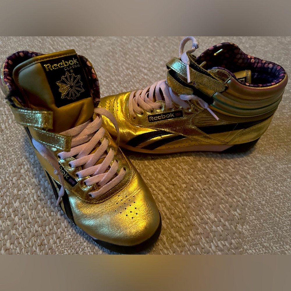 Gold Reebok Freestyle Hi